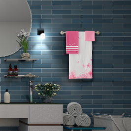 水彩ワイルドフローラル白 バスタオルセット