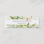 水彩ワイルドフローラ緑の葉 スキニー名刺 (正面)