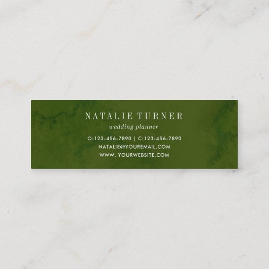 水彩ワイルドフローラ緑の葉 スキニー名刺 (裏面)