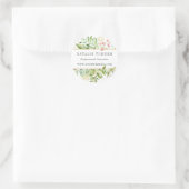 水彩ワイルドフローラ緑の葉 ラウンドシール (バッグ)