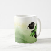 水彩ワイルドライフマグパイバード自然アート コーヒーマグカップ (正面右)