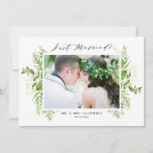 水彩ワイルドリーフ水平たった今結婚しました 案内状 (正面)