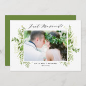 水彩ワイルドリーフ水平たった今結婚しました 案内状 (正面/裏面)