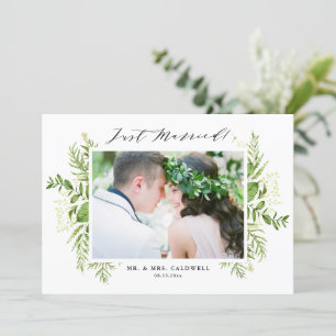 水彩ワイルドリーフ水平たった今結婚しました 案内状