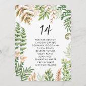 水彩ワイルドリーフ結婚のシーティングカード 案内状 (正面/裏面)