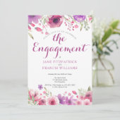 水彩ワイルドローズの花のエンゲージメントパーティー 招待状 (スタンド正面)