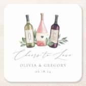 水彩ワイントリオ |愛する植物応援 スクエアペーパーコースター (正面)