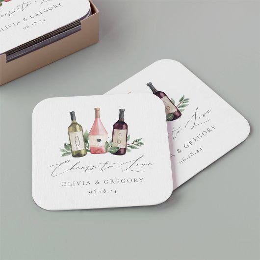 水彩ワイントリオ |愛する植物応援 スクエアペーパーコースター