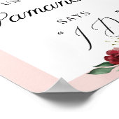 水彩ワインレッドのチークピンクカウントダウンサイン ポスター (角)