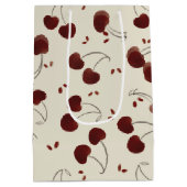 水彩ワインレッドの桜 - モダン - バレンタイン ミディアムペーパーバッグ (裏面)