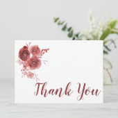 水彩ワインレッドの花 サンキューカード (スタンド正面)