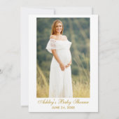 水彩ワインレッド花柄シャワー ゴールドフォト 招待状 (裏面)