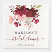 水彩ワインレッド ピンク 花柄 ブライダルシャワー (正面)
