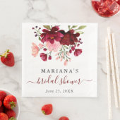 水彩ワインレッド ピンク 花柄 ブライダルシャワー (インサイチュ)