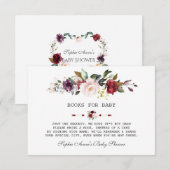 水彩ワインレッド ブラッシュ フラワーベビーシャワー エンクロージャーカード (正面/裏面)