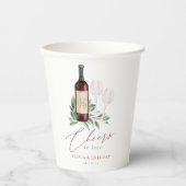 水彩ワインレッド 愛の乾杯 紙コップ (正面)