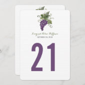 水彩ワインヴィネヤード | テーブル番号 招待状 (正面/裏面)