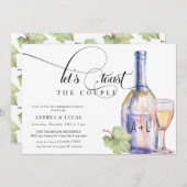 水彩ワイン | エレガントな婚約パーティー 招待状 (正面/裏面)