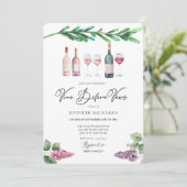 水彩ワイン | ブドウ | モダンな結婚前お披露目パーティー 招待状 (スタンド正面)
