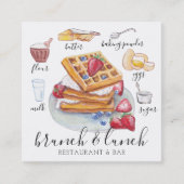 水彩ワッフルロゴレストラン スクエア名刺 (正面)