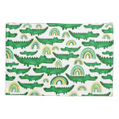 水彩ワニワニワニのワニにレインボーパーソナライズ 枕カバー (裏面)