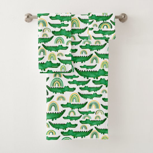水彩ワニワニワニワニレインボーキッズ バスタオルセット (インサイチュ)