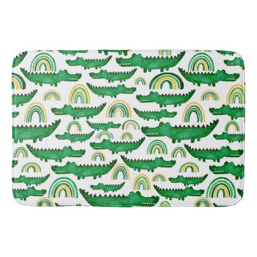水彩ワニワニワニワニレインボーキッズ バスマット (正面)