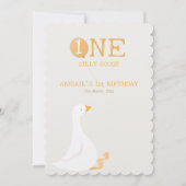 水彩ワンガチョウ間抜けワイルドフラワー1st誕生日 サンキューカード (裏面)