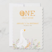 水彩ワンガチョウ間抜けワイルドフラワー1st誕生日 サンキューカード (裏面)