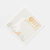 水彩ワンガチョウ間抜けワイルドフラワー1st誕生日 スタンダードランチョンナプキン (角)