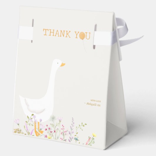 水彩ワンガチョウ間抜けワイルドフラワー1st誕生日 フェイバーボックス (裏面)