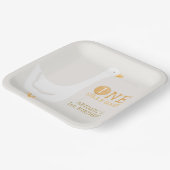 水彩ワンガチョウ間抜けワイルドフラワー1st誕生日 ペーパープレート (傾斜あり)