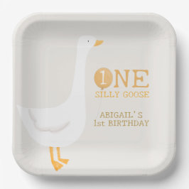 水彩ワンガチョウ間抜けワイルドフラワー1st誕生日 ペーパープレート