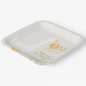 水彩ワンガチョウ間抜けワイルドフラワー1st誕生日 ペーパープレート (傾斜あり)