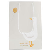 水彩ワンガチョウ間抜けワイルドフラワー1st誕生日 ミディアムペーパーバッグ (裏面)