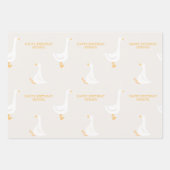 水彩ワンガチョウ間抜けワイルドフラワー1st誕生日 ラッピングペーパーシート (正面3)