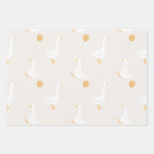 水彩ワンガチョウ間抜けワイルドフラワー1st誕生日 ラッピングペーパーシート (正面)