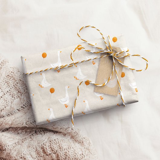 水彩ワンガチョウ間抜けワイルドフラワー1st誕生日 ラッピングペーパーシート