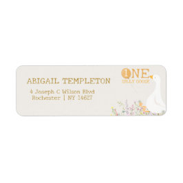 水彩ワンガチョウ間抜けワイルドフラワー1st誕生日 ラベル