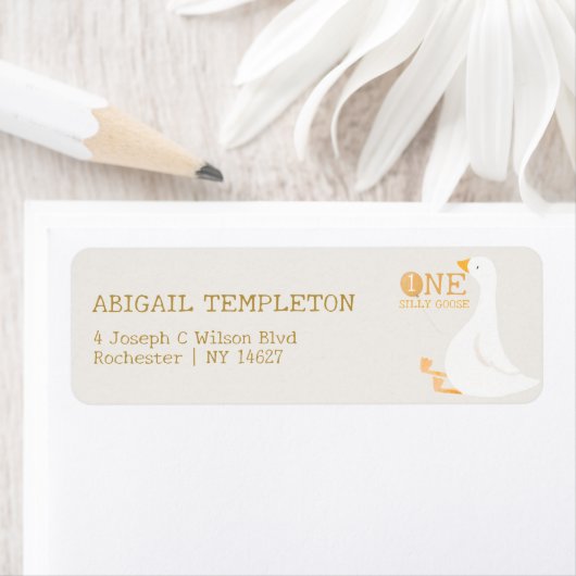 水彩ワンガチョウ間抜けワイルドフラワー1st誕生日 ラベル (インサイチュ)