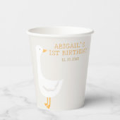 水彩ワンガチョウ間抜けワイルドフラワー1st誕生日 紙コップ (裏面)