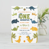 水彩ワンサウルス恐竜1歳の誕生日 招待状 (スタンド正面)