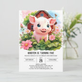 水彩ワンダーランドファームヤードガール誕生日 招待状 (スタンド正面)