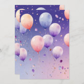 水彩ワンダーランド誕生日 招待状 (正面/裏面)