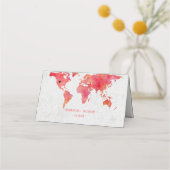 水彩ワールドマップ結婚のテーブルの座席 プレイスカード (裏面)
