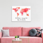 水彩ワールドマップ2ハート接続 キャンバスプリント (インサイチュ (リビング))