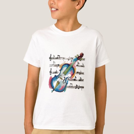 水彩ヴァイオリンキッズベーシック Tシャツ (正面)