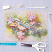 水彩ヴァイオリン音楽デコペティッシュペーパー 薄葉紙 (クラフト)