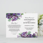 水彩ヴィオラ花結婚式プログラム (スタンド正面)