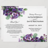 水彩ヴィオラ花結婚式プログラム (正面/裏面)